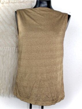 Lauren Ralph Lauren Size Large Gold Tan Sleeveless Women's Top scoop Nrck